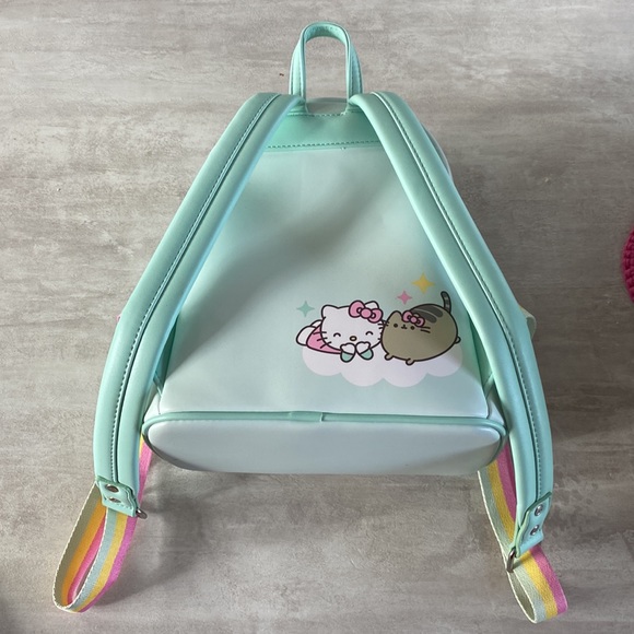 NEW Hello Kitty Pusheen Loungefly Balloon Rainbow Mint Green Backpack Wallet Set - Picture 13 of 15